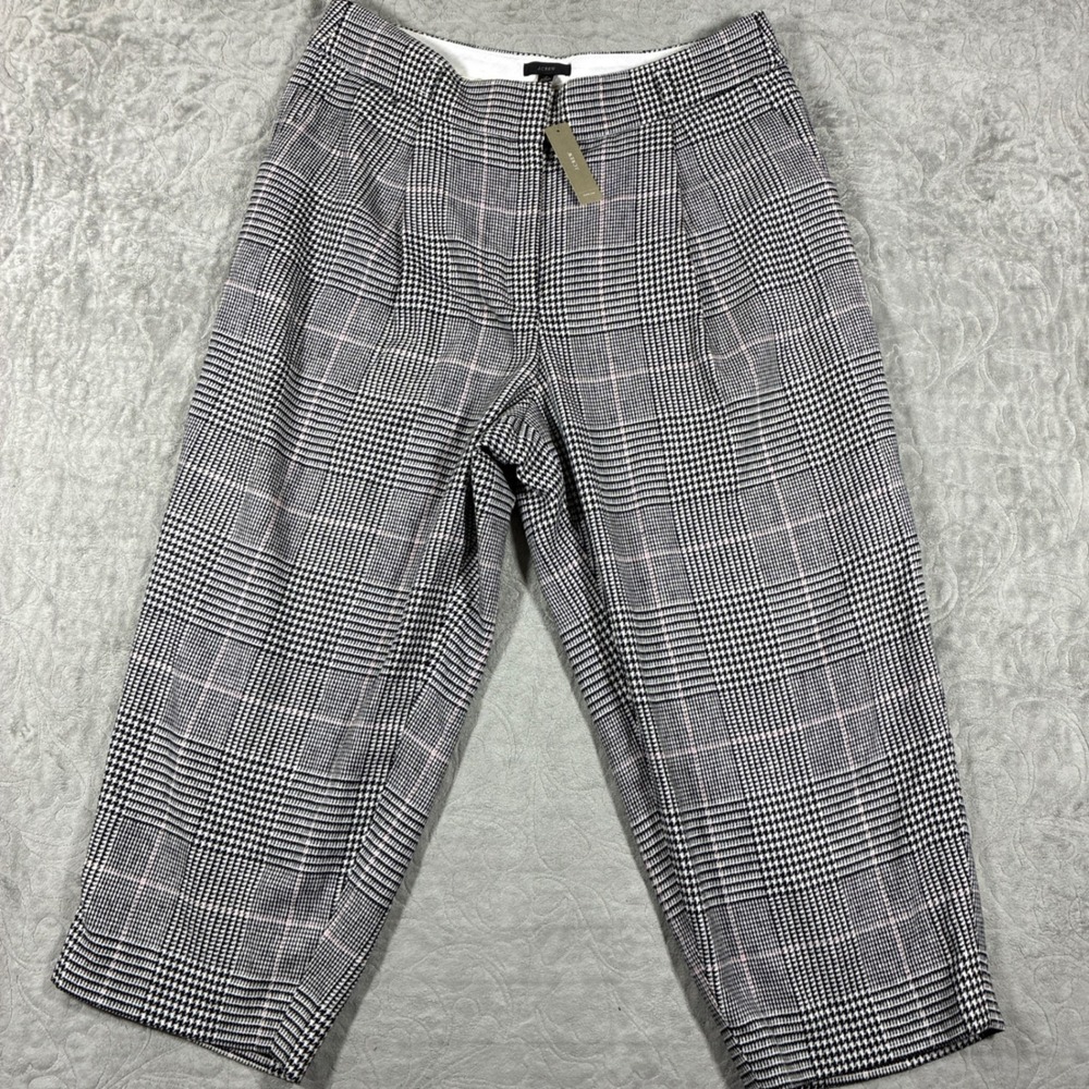 J. Crew Womens Wool Pants Size 16 Tapered Cropped Plaid Houndstooth Academia